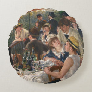 Cojín Redondo Luncheon del Fiesta de Boating - Auguste Renoir