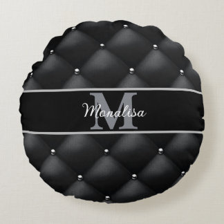 Cojín Redondo luxurious black design monogramed personalized