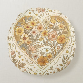 Cojín Redondo Luxury, , Beigi Gold ,Love Heart , Valentine's Day