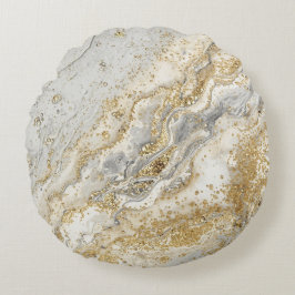 Cojín Redondo Luxury, Elegant, Modern Gold Grey Pattern