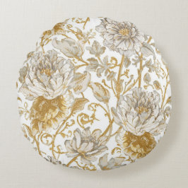Cojín Redondo Luxury,The Beauty of Blooming Gold Flowers Patter