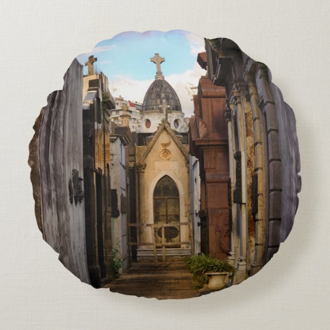 Cojín Redondo Luz de la tarde en el cementerio de Recoleta (Anverso)