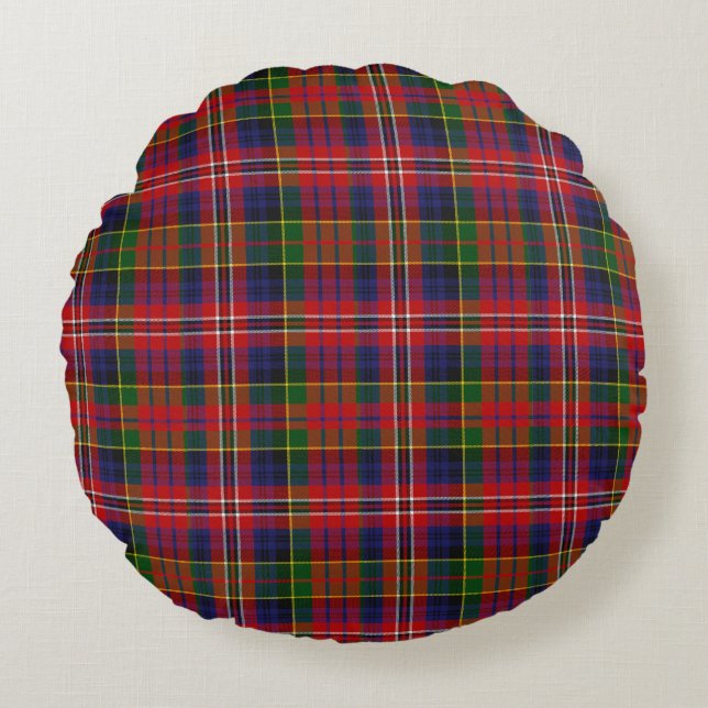 Cojín Redondo MacPherson Tartan Plaid (Anverso)