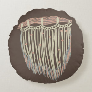 Cojín Redondo Macrame bohemio colgando beige marrón