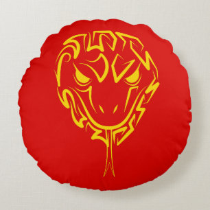 Cojín Redondo Madera del Año Nuevo Lunar Chino de la Serpiente 2