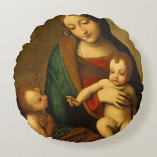 Cojín Redondo Madonna y niño con los santos