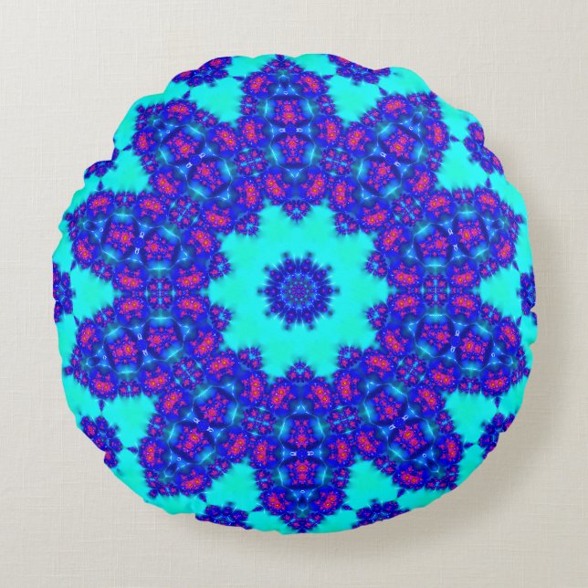 Cojín Redondo  Magic Blue kaleidoscope flourished (Anverso)