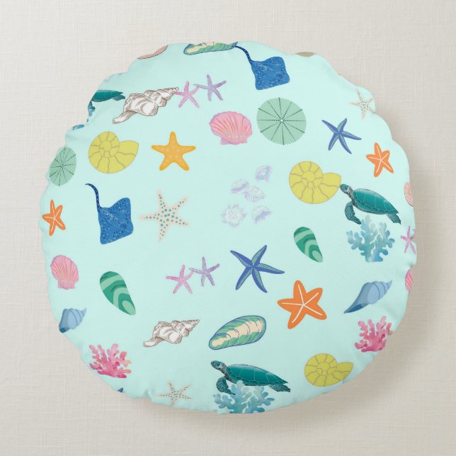 Cojín Redondo Mágica marina (Anverso)