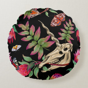 Cojín Redondo Magical Forest Unicorn Dark Pattern.