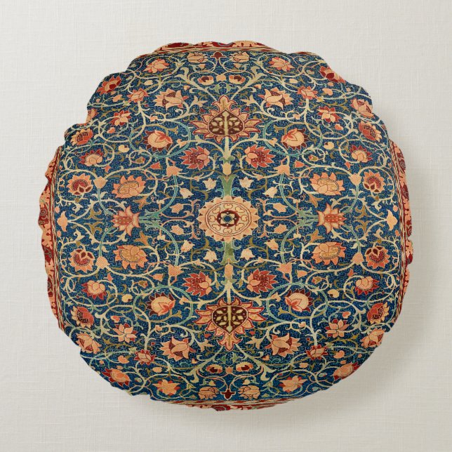 Cojín Redondo Magical Oriental Rug Pattern in Blue and Red (Anverso)