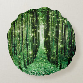 Cojín Redondo Mágico misterio verde forestal