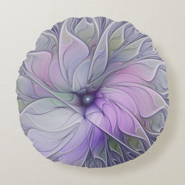 Cojín Redondo Magnífica Belleza Moderna Resumen Flor de Arte Fra (Anverso)