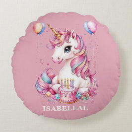 Cojín Redondo Magnífica princesa de unicornio lindo niños de cum