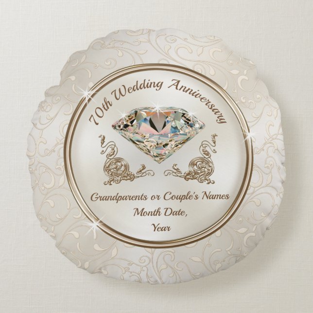 Cojín Redondo Magnífico regalo personalizado de 70 años (Anverso)