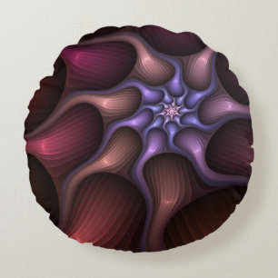 Cojín Redondo Magnífico Resumen Brillante Fractal a rayas