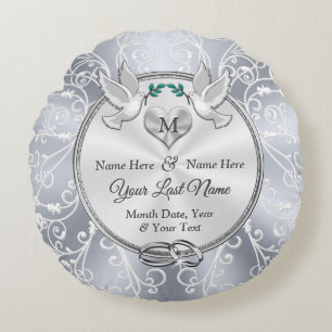 Cojín Redondo Magníficos regalos de boda monogramados para la no
