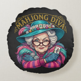 Cojín Redondo Mahjong Diva Funny Women's