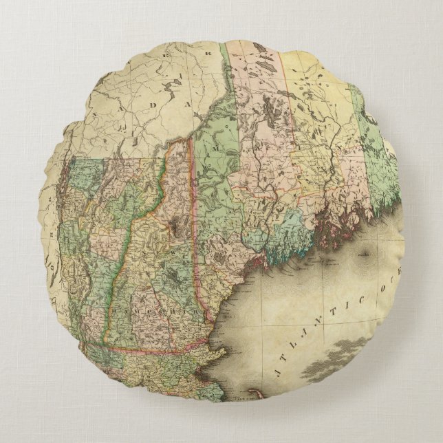 Cojín Redondo Maine, New Hampshire, Vermont, Massachusetts (Anverso)