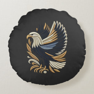 Cojín Redondo Majestic Eagle Embroidery Design   Negrita patriót