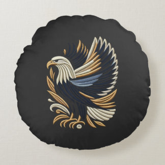 Cojín Redondo Majestic Eagle Embroidery Design | Negrita patriót