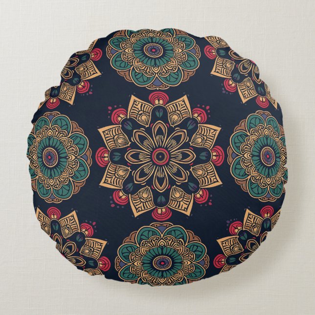 Cojín Redondo Majestic Mandala Muse Round Pillow (Anverso)