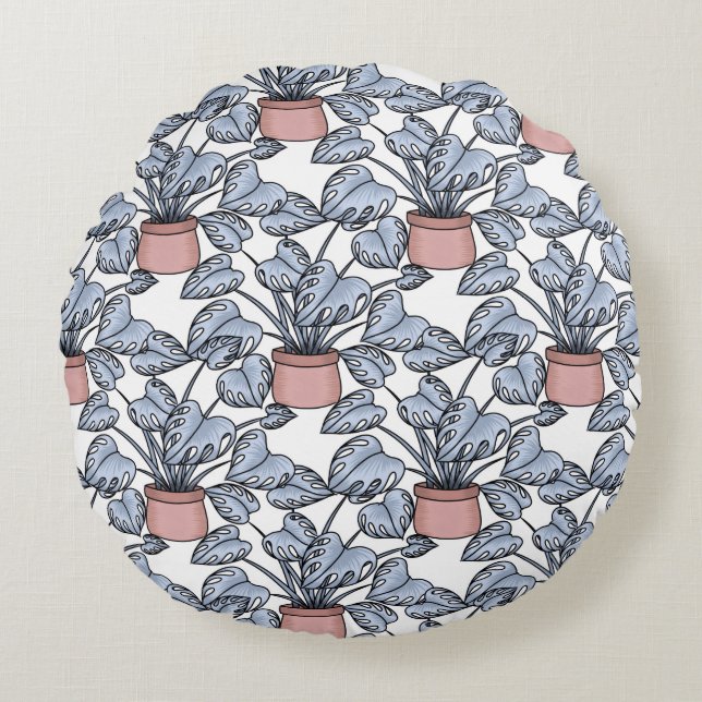 Cojín Redondo Majestic monstera (Anverso)