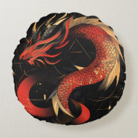 Majestuoso Arte Dragón Chino Rojo y Oro