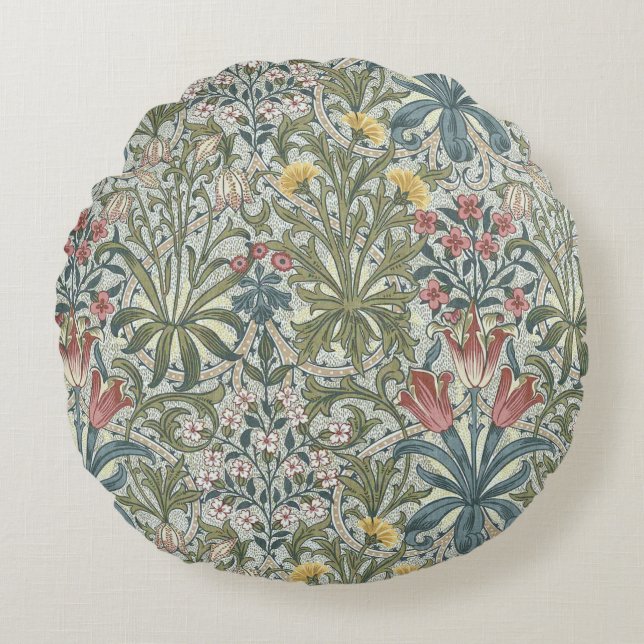 Cojín Redondo Malezas del bosque de William Morris (Anverso)
