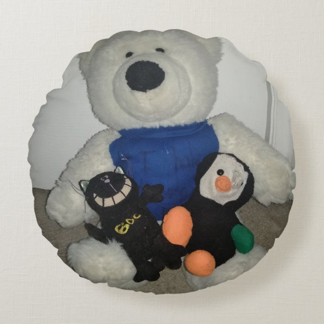 Cojín Redondo Malos gato, Archer, y Polory ideales (Anverso)