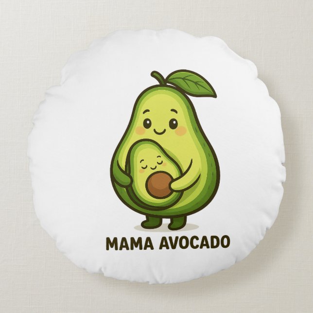 Cojín Redondo Mama aguacate con el bebé - diseño de Personalizad (Anverso)