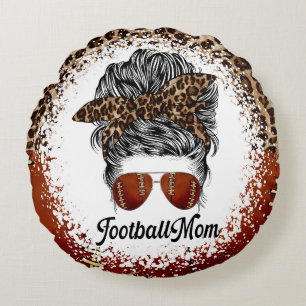Cojín Redondo Mamá de Fútbol Estampado de Leopardo