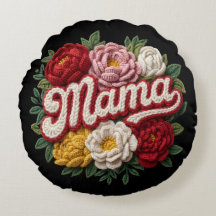Mama Floral Embroidered Cushion – “ilama” Vintage 