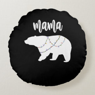 Cojín Redondo Mamá Osa Una Cadena De Oso Polar De Navidades Lumi