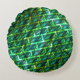 Cojín Redondo ¿Mancha verde, arañada, cuadrícula o ladrillo dife