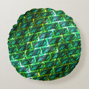 Cojín Redondo ¿Mancha verde, arañada, cuadrícula o ladrillo dife