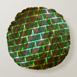 Cojín Redondo ¿Manchas rojas verdes, arañazos, efecto de cuadríc