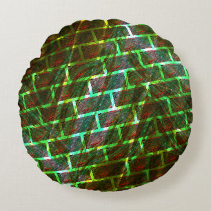 Cojín Redondo ¿Manchas rojas verdes, arañazos, efecto de cuadríc