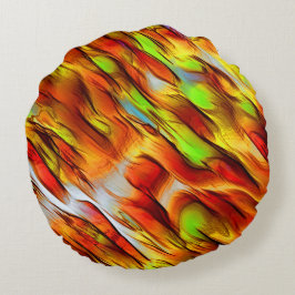 Cojín Redondo Manchas rojizas y amarillas cromadas, colores cáli