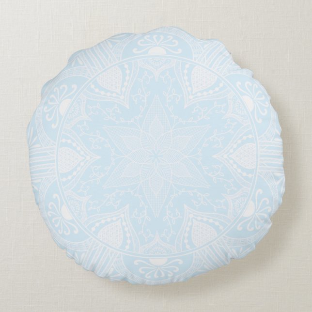 Cojín Redondo Mandala ártica (Reverso)