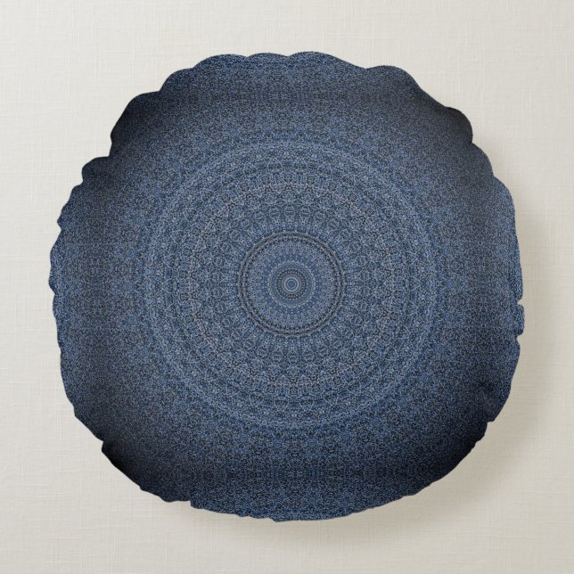 Cojín Redondo Mandala azul - HAMbWG (Anverso)
