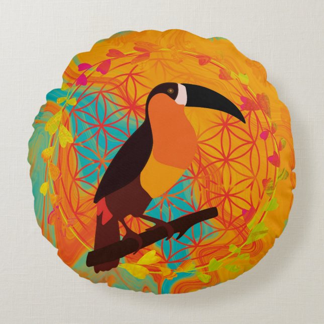 Cojín Redondo Mandala bird (Anverso)