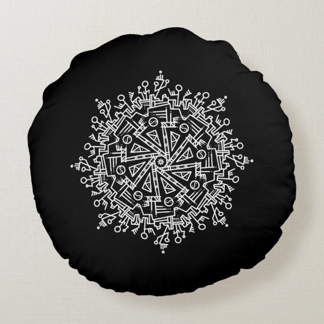 Cojín Redondo Mandala Blanca (Reverso)