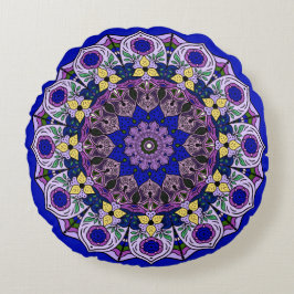 Cojín Redondo Mandala Blueberry Blue Violet