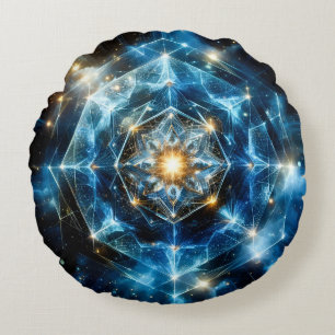 Cojín Redondo Mandalá de geometría cósmica estrella universo abs