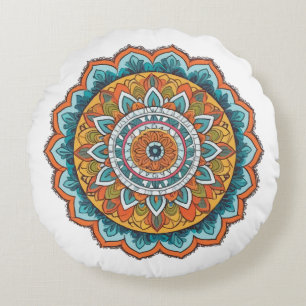 Cojín Redondo mandala de varios colores