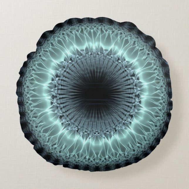 Cojín Redondo Mandala del fractal (Anverso)
