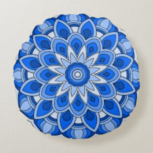 Cojín Redondo Mandala en azul