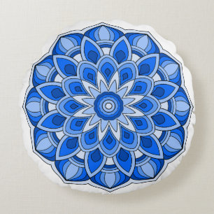 Cojín Redondo Mandala en azul