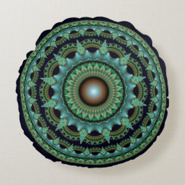 Cojín Redondo Mandala estrella fractal brillante