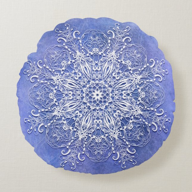 Cojín Redondo Mandala floral étnica en fondo del grunge (Anverso)